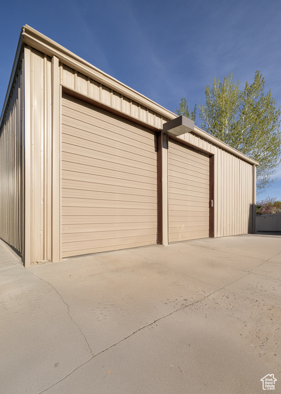 View of detached garage