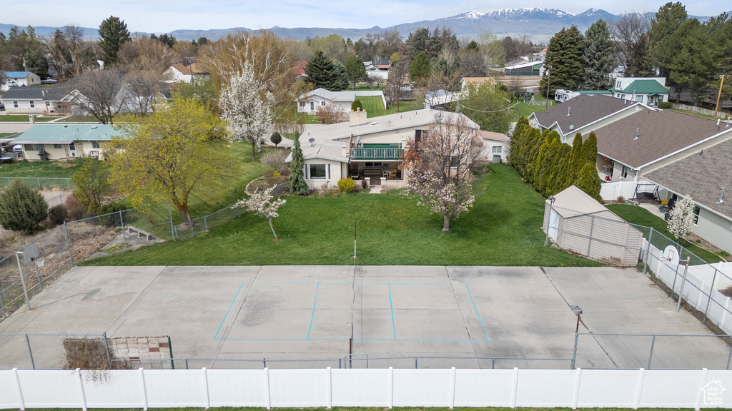 Bird's eye view with a mountain view and a residential view