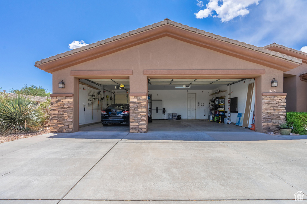 Garage with driveway