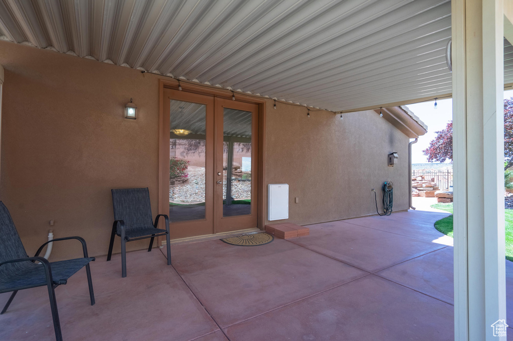 View of patio / terrace featuring french doors
