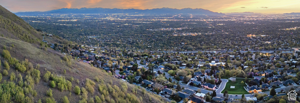 Drone / aerial view with a mountain view
