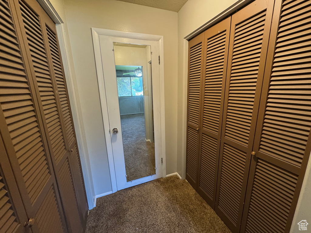 Hallway with carpet flooring
