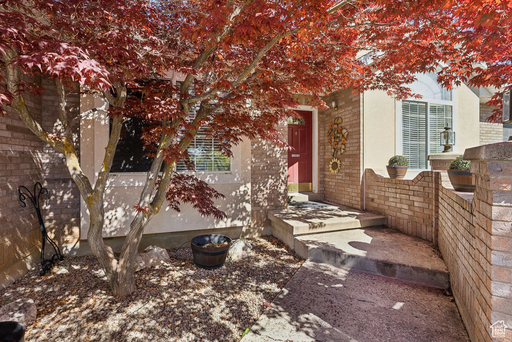 View of front of home with brick siding