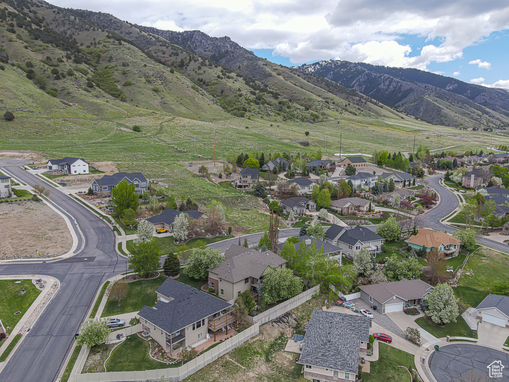 Bird's eye view featuring a residential view and a mountain view
