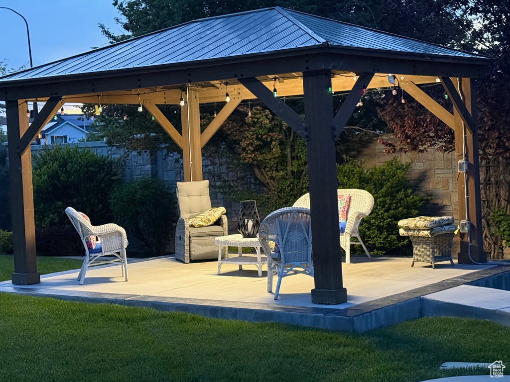 View of patio / terrace with a gazebo