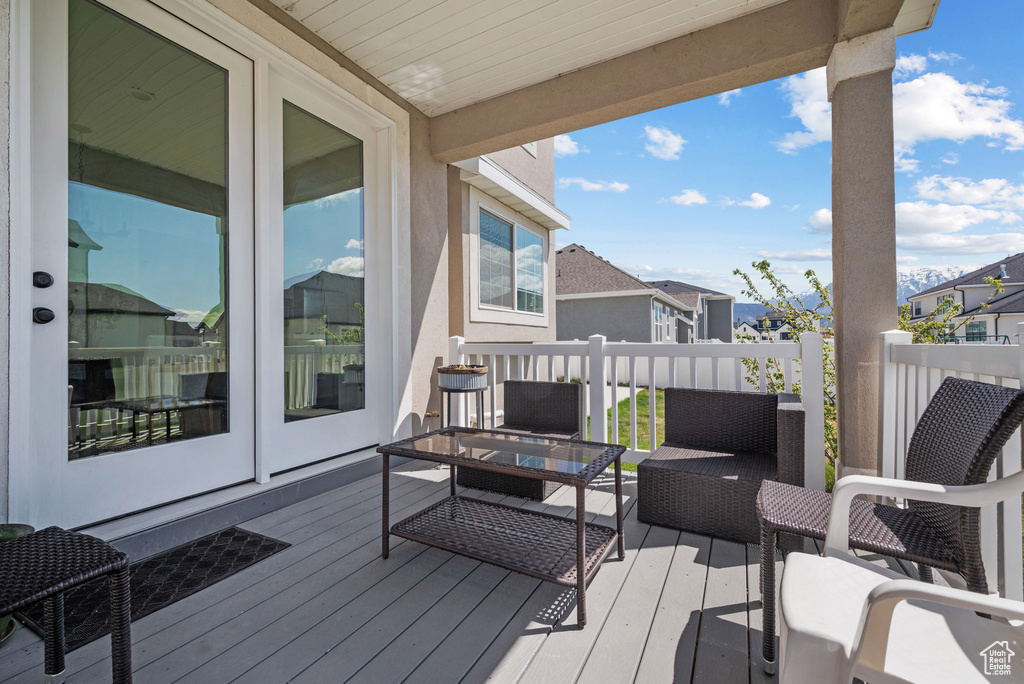 Deck with a residential view