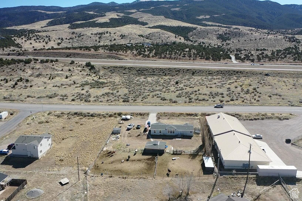 Drone / aerial view with a mountain view