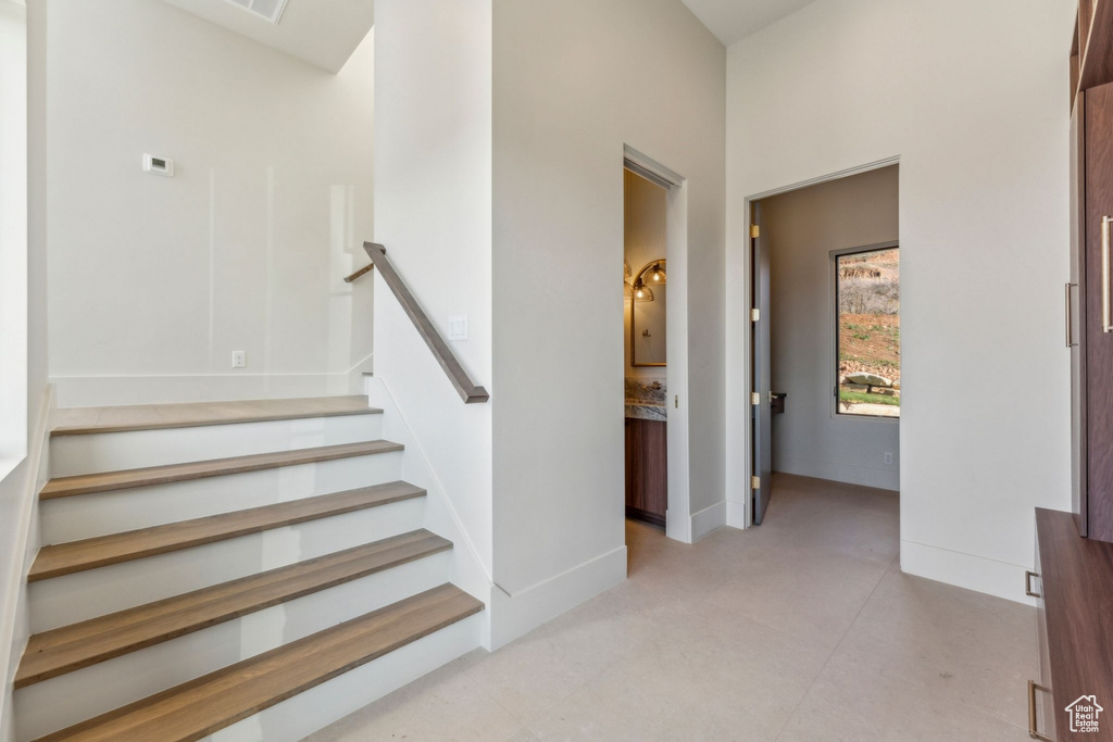 Stairway with baseboards