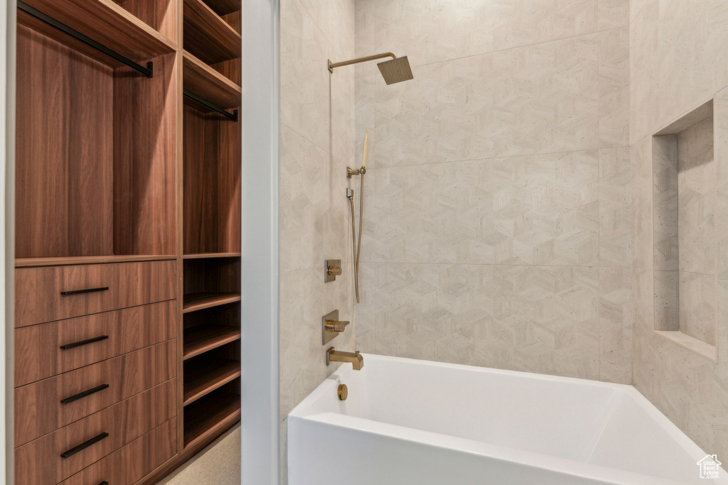 Bathroom featuring bathtub / shower combination