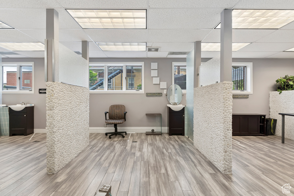 Interior space featuring visible vents and a sink
