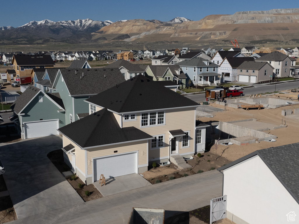 Bird's eye view with a mountain view and a residential view