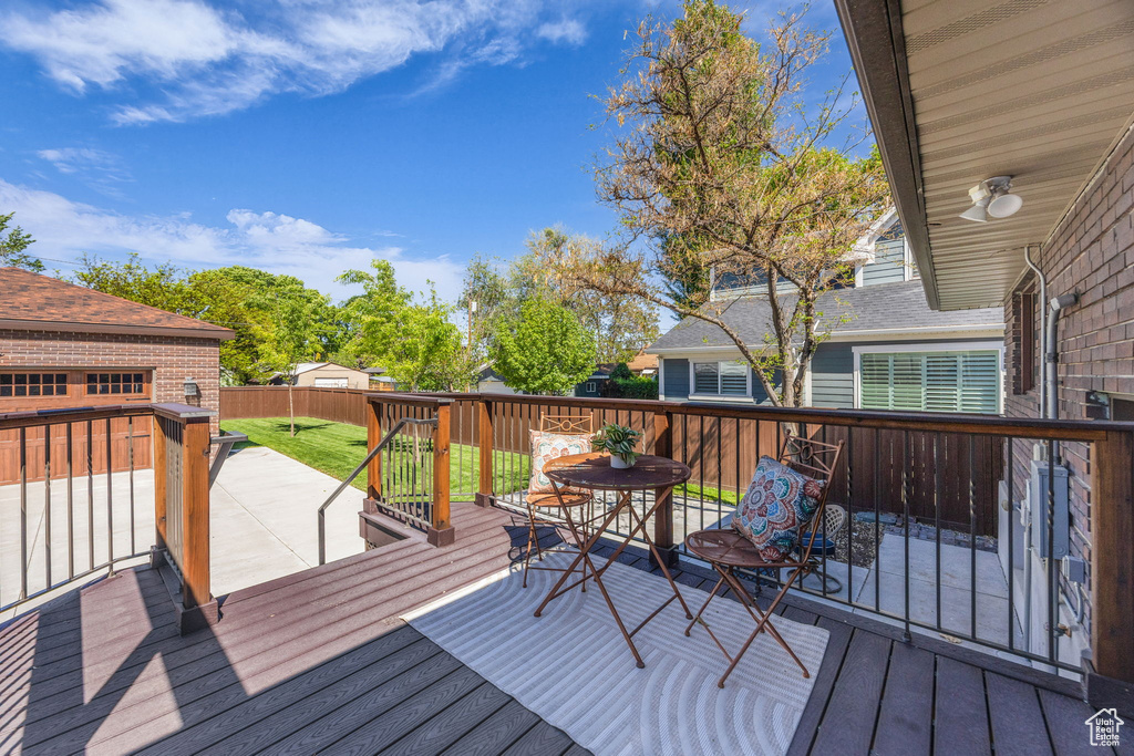 Wooden deck with outdoor dining area