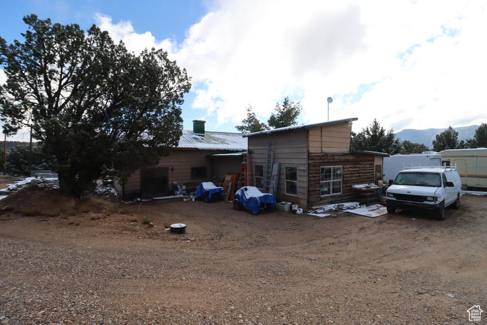 Exterior space with a mountain view