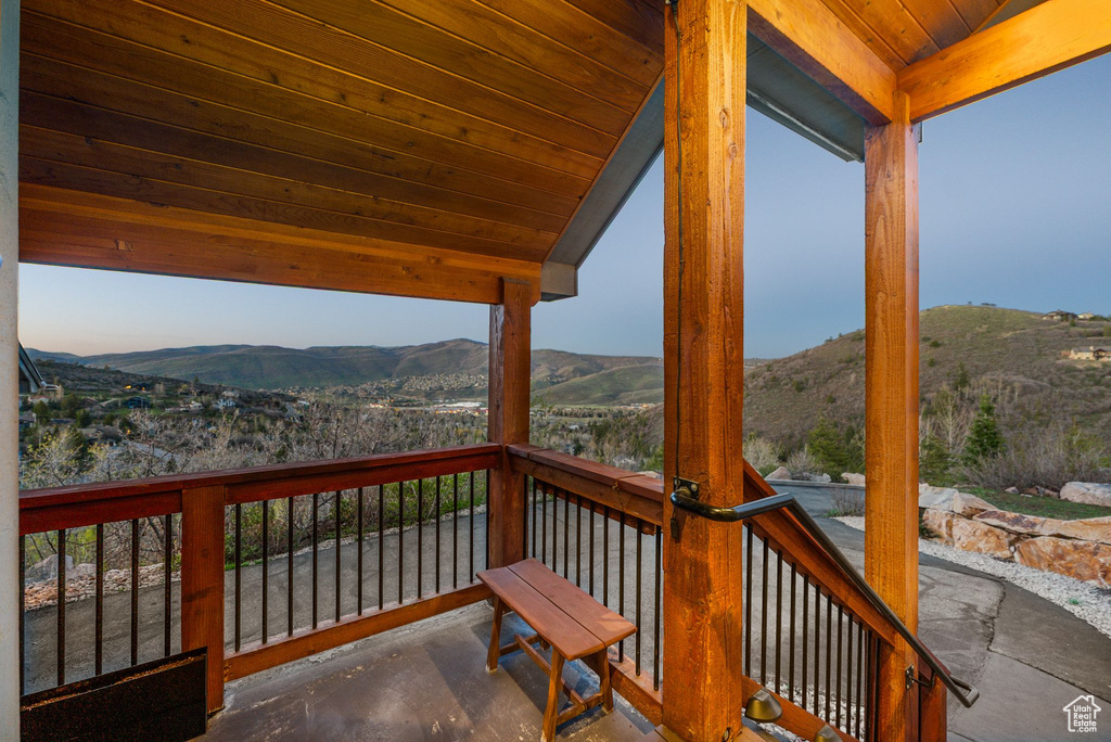 Balcony with a mountain view