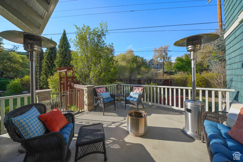 View of patio / terrace with outdoor lounge area and fence