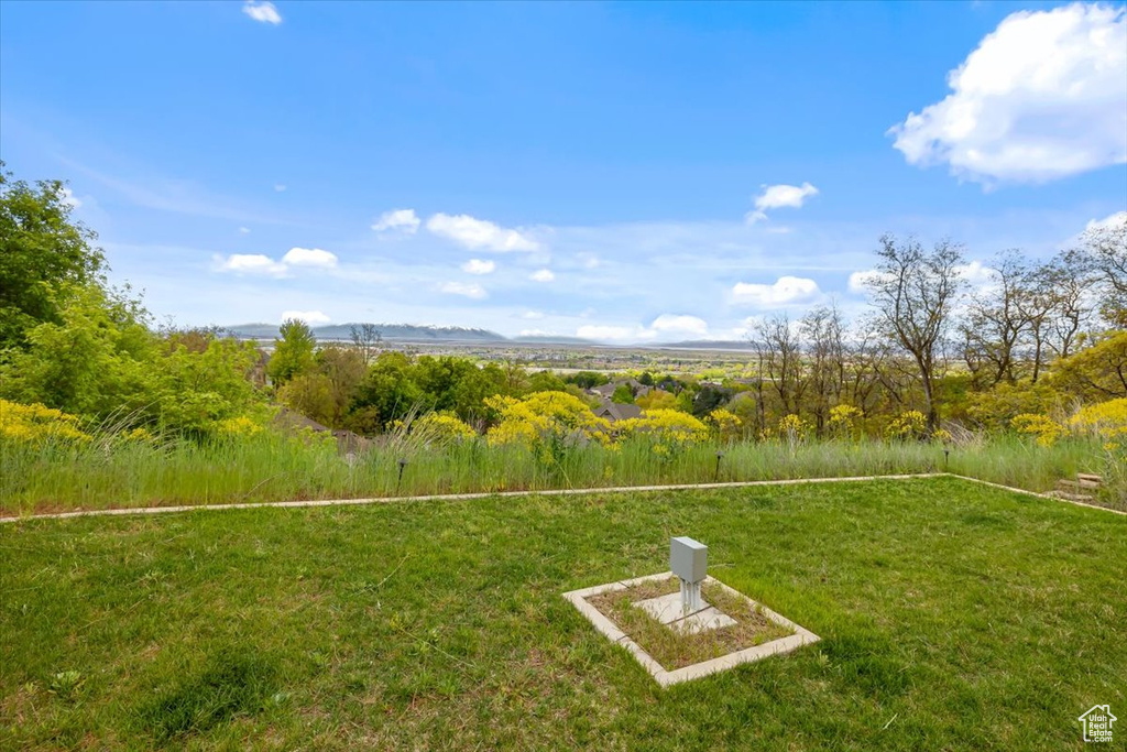 View of yard with a mountain view