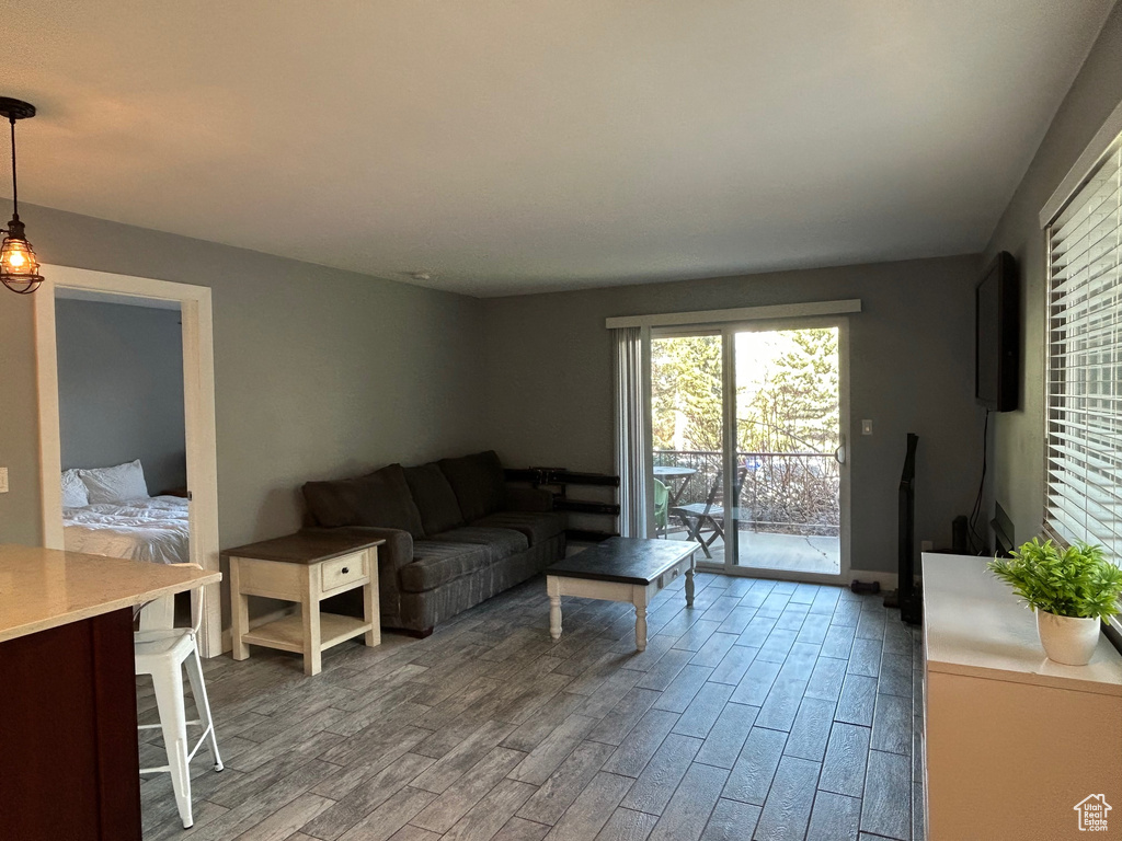 Living area featuring wood finished floors