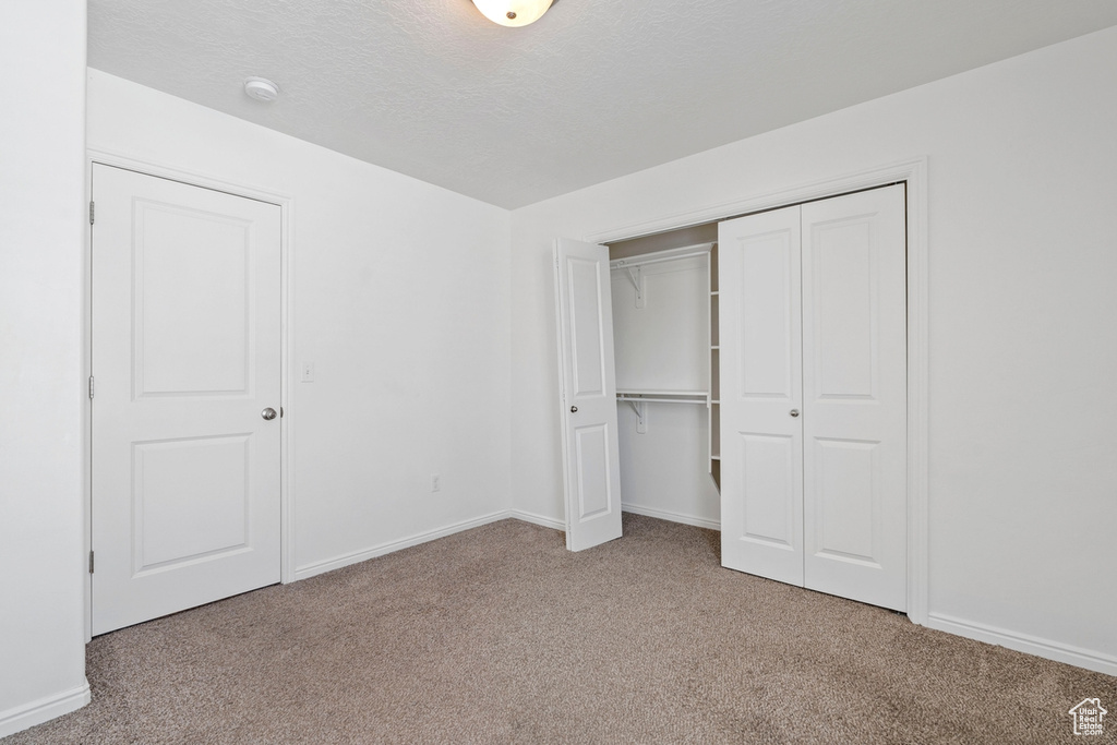 Unfurnished bedroom featuring baseboards, a closet, and carpet floors