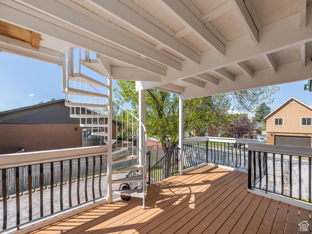 Wooden deck with stairs
