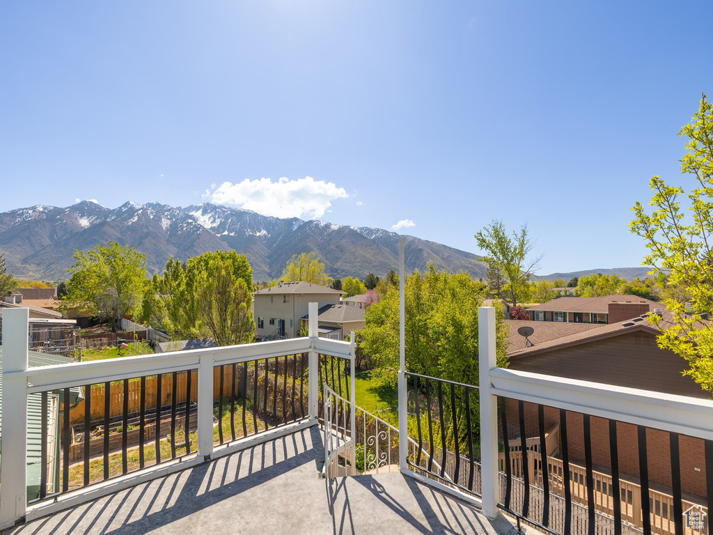 Balcony with a mountain view