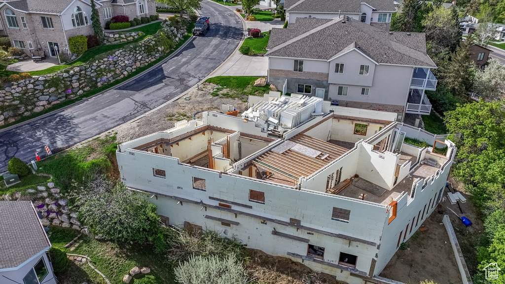 Bird's eye view with a residential view