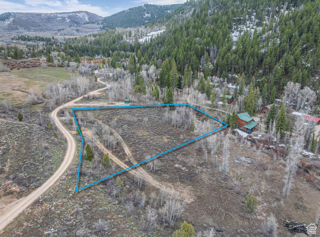 Drone / aerial view with a mountain view
