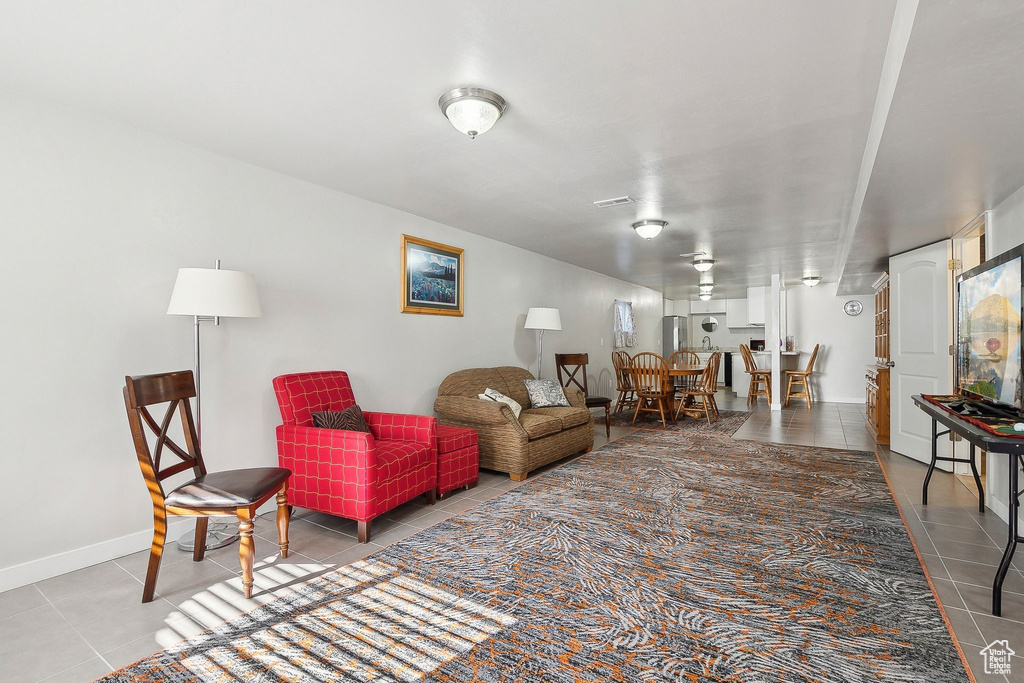 View of tiled living room