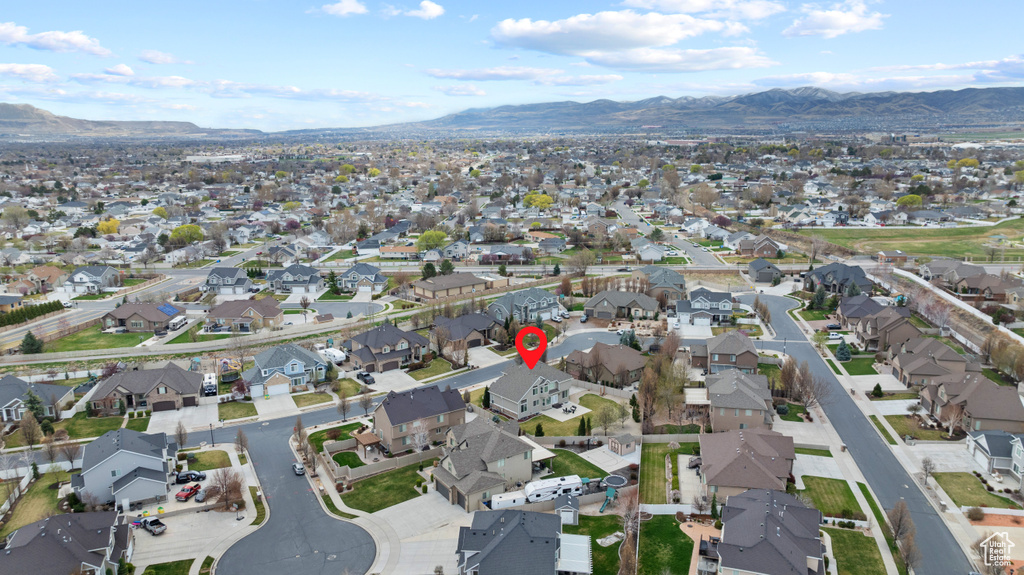 Aerial view with a mountain view and a residential view