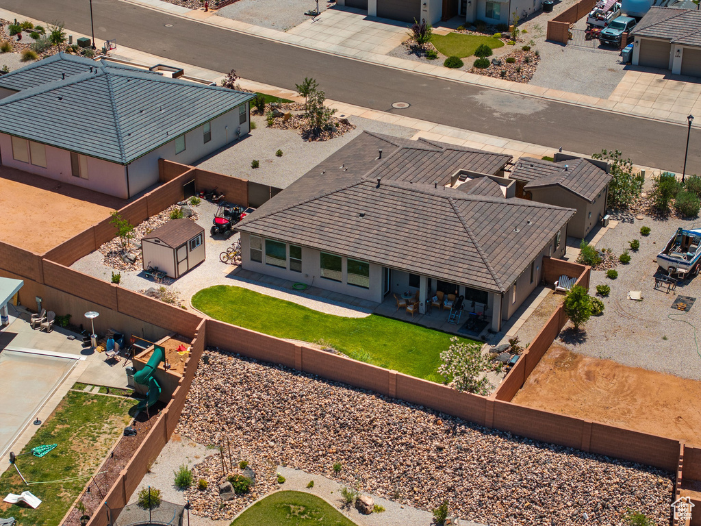 Aerial view of residential area