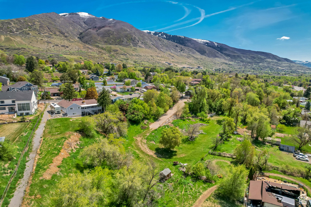 Aerial view with a mountain view and a residential view