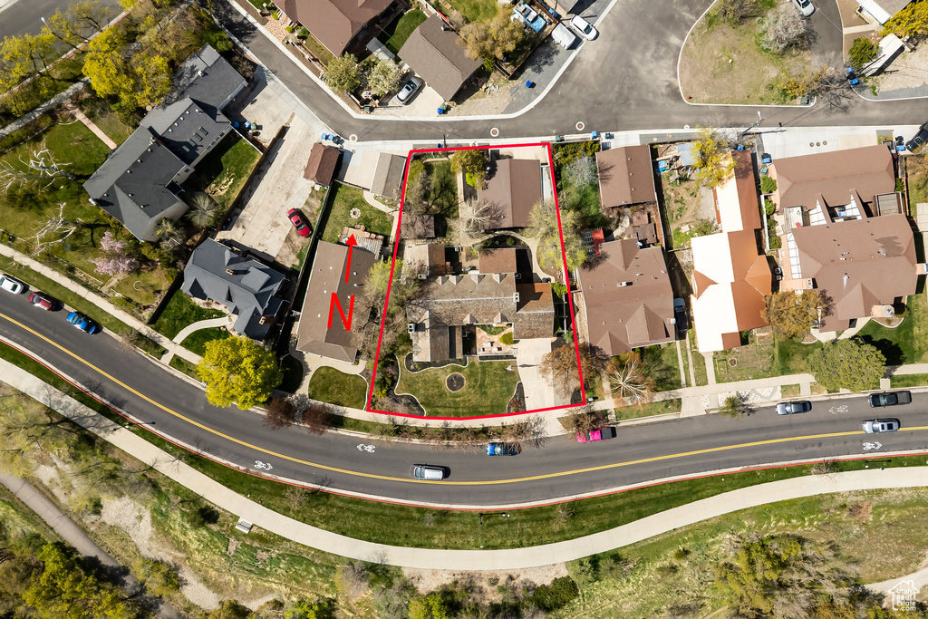 Bird\'s eye view with a residential view