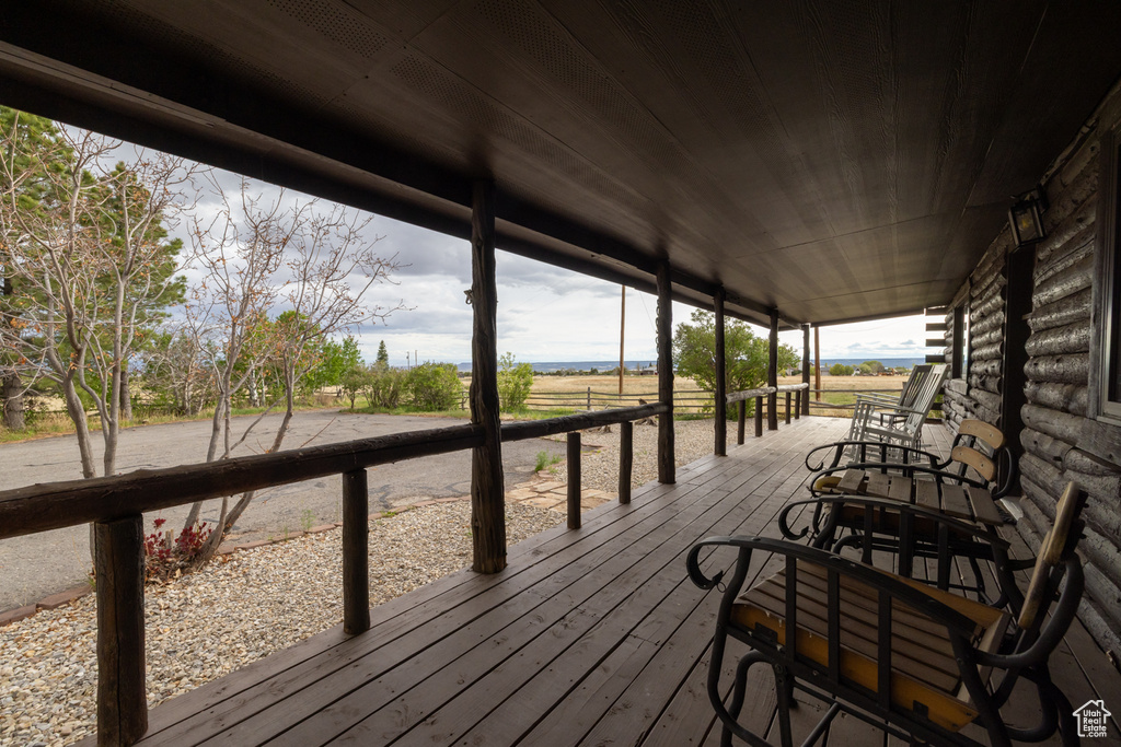 Deck with a view of countryside