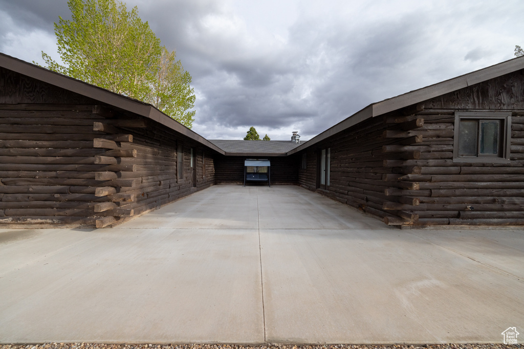 View of home's exterior with log exterior