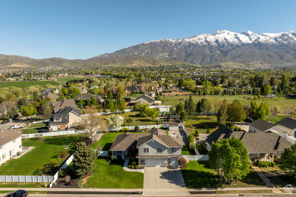 Aerial view with a mountain view and a residential view