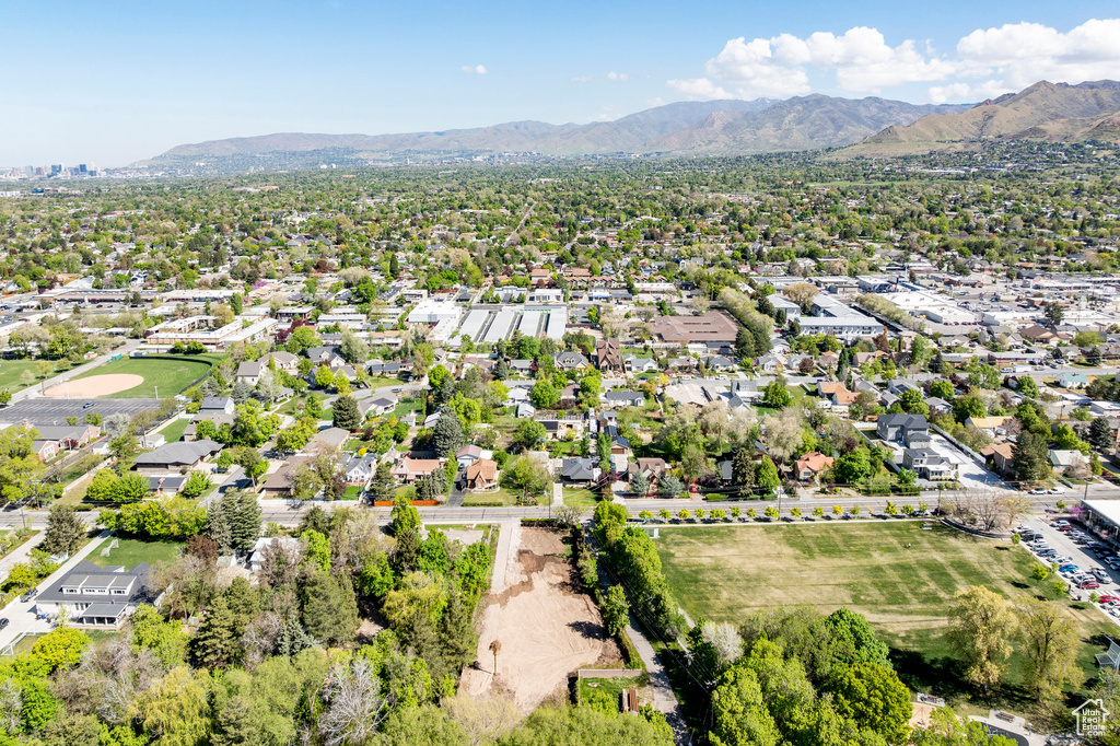 Aerial view featuring a mountain view