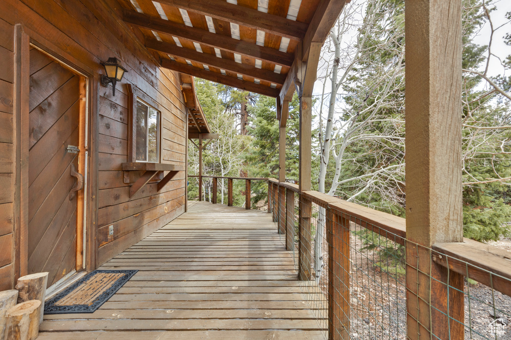 View of wooden deck
