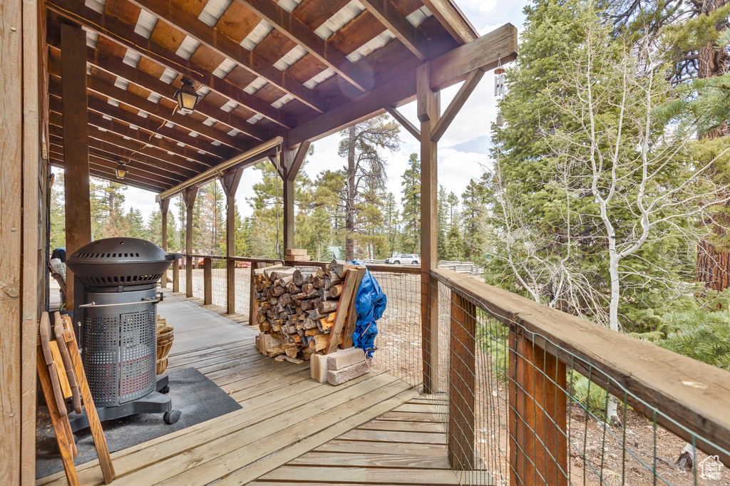 View of wooden deck