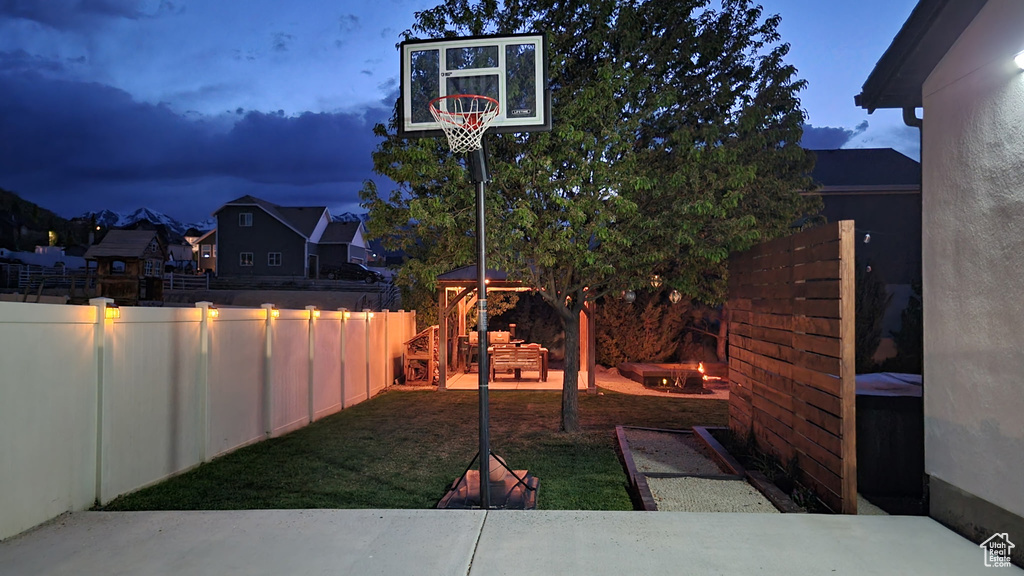 View of yard featuring a fenced backyard