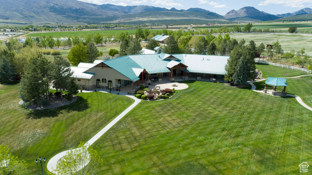 Bird's eye view featuring a mountain view and a rural view