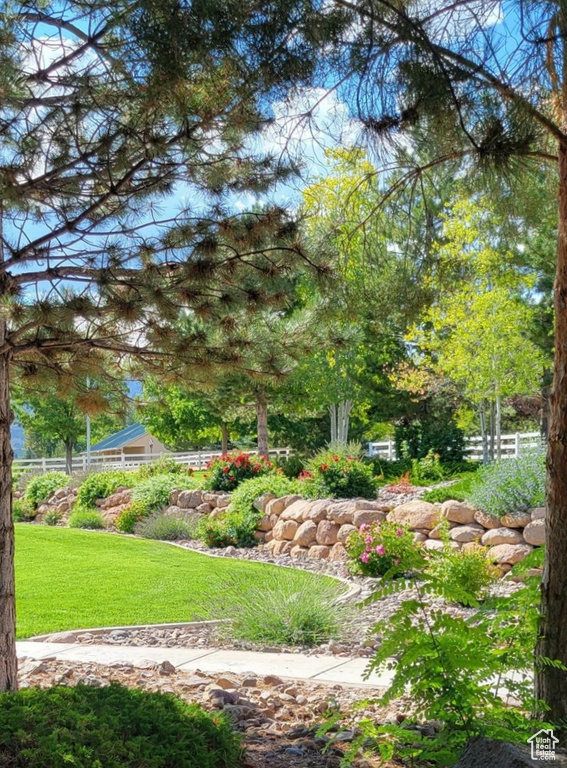 View of yard with fence