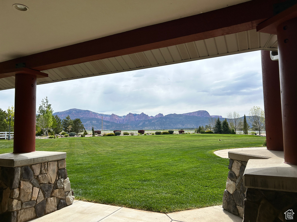 View of yard with a mountain view