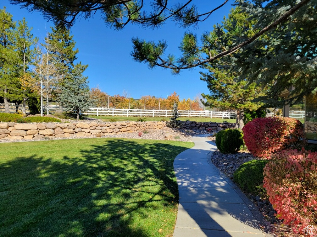 View of yard with fence