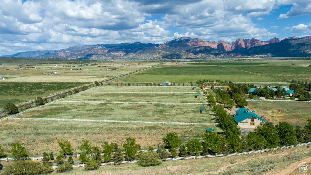 Aerial view with a mountain view and a rural view