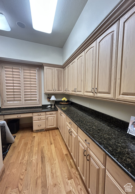 Laundry area featuring light wood-type flooring