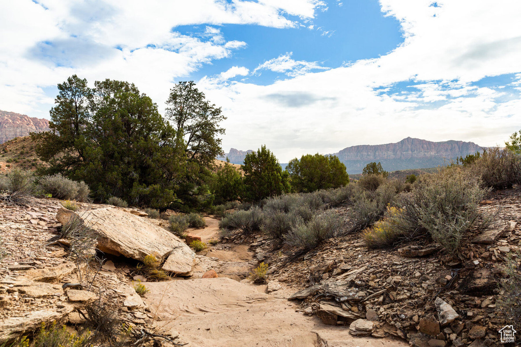 View of landscape featuring a mountain view