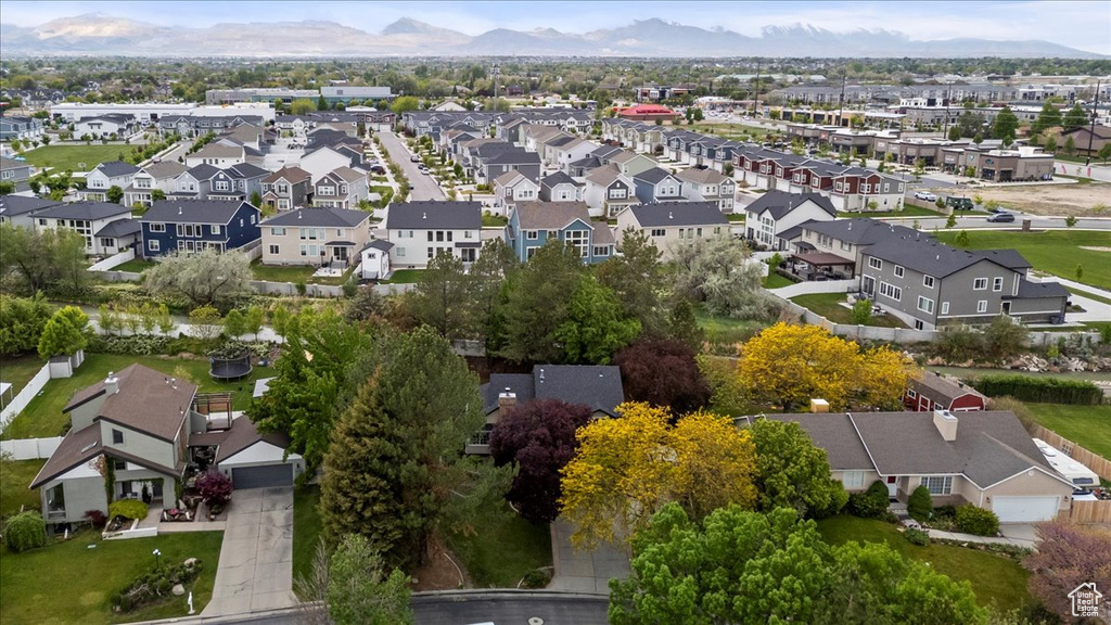 Aerial view with a mountain view and a residential view