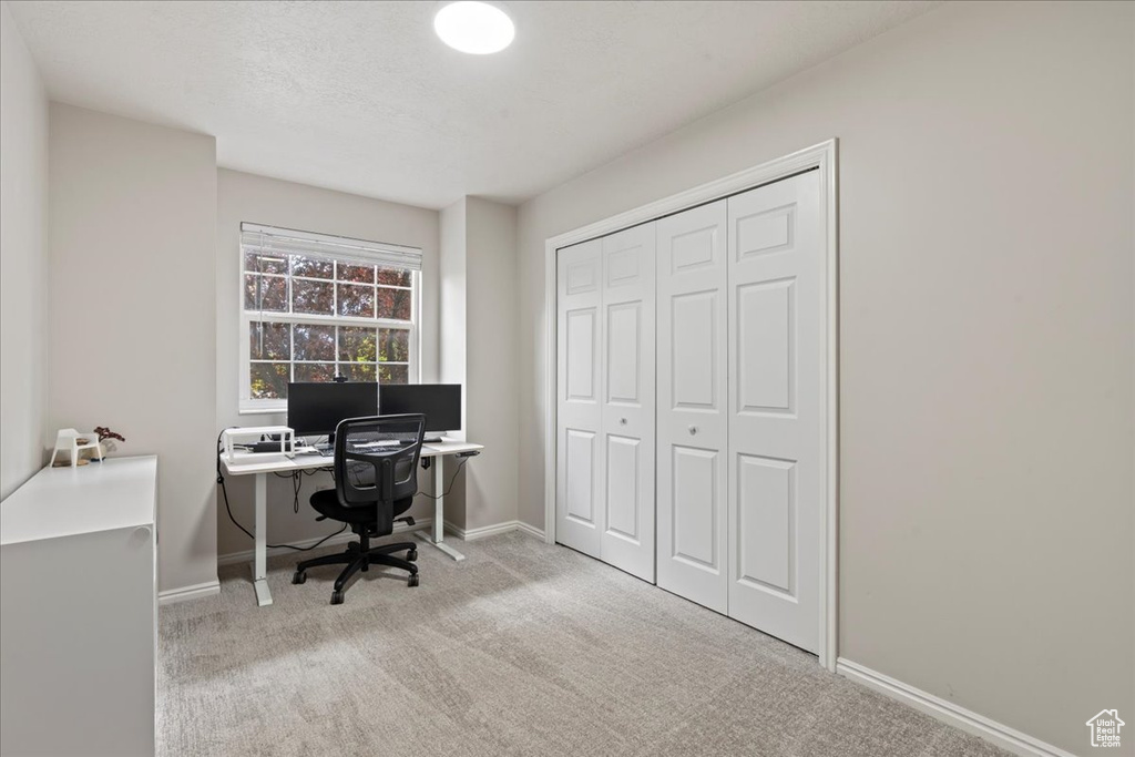 Office space featuring baseboards and carpet flooring