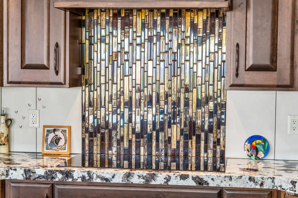 Details featuring dark brown cabinets