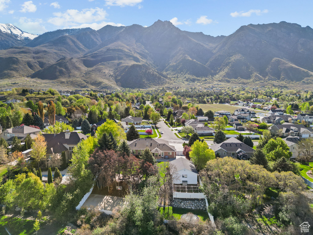 Bird's eye view featuring a mountain view and a residential view