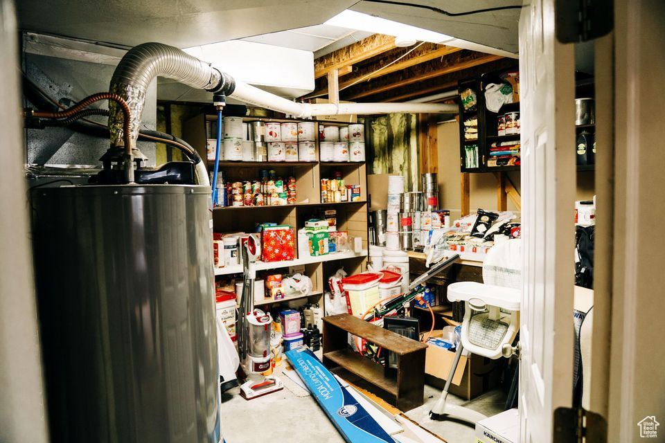 Storage area with gas water heater